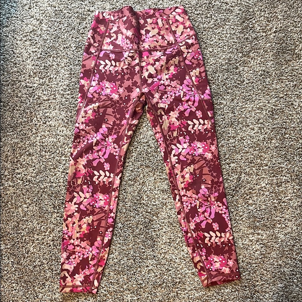 GAP Floral Pink and Burgundy Leggings